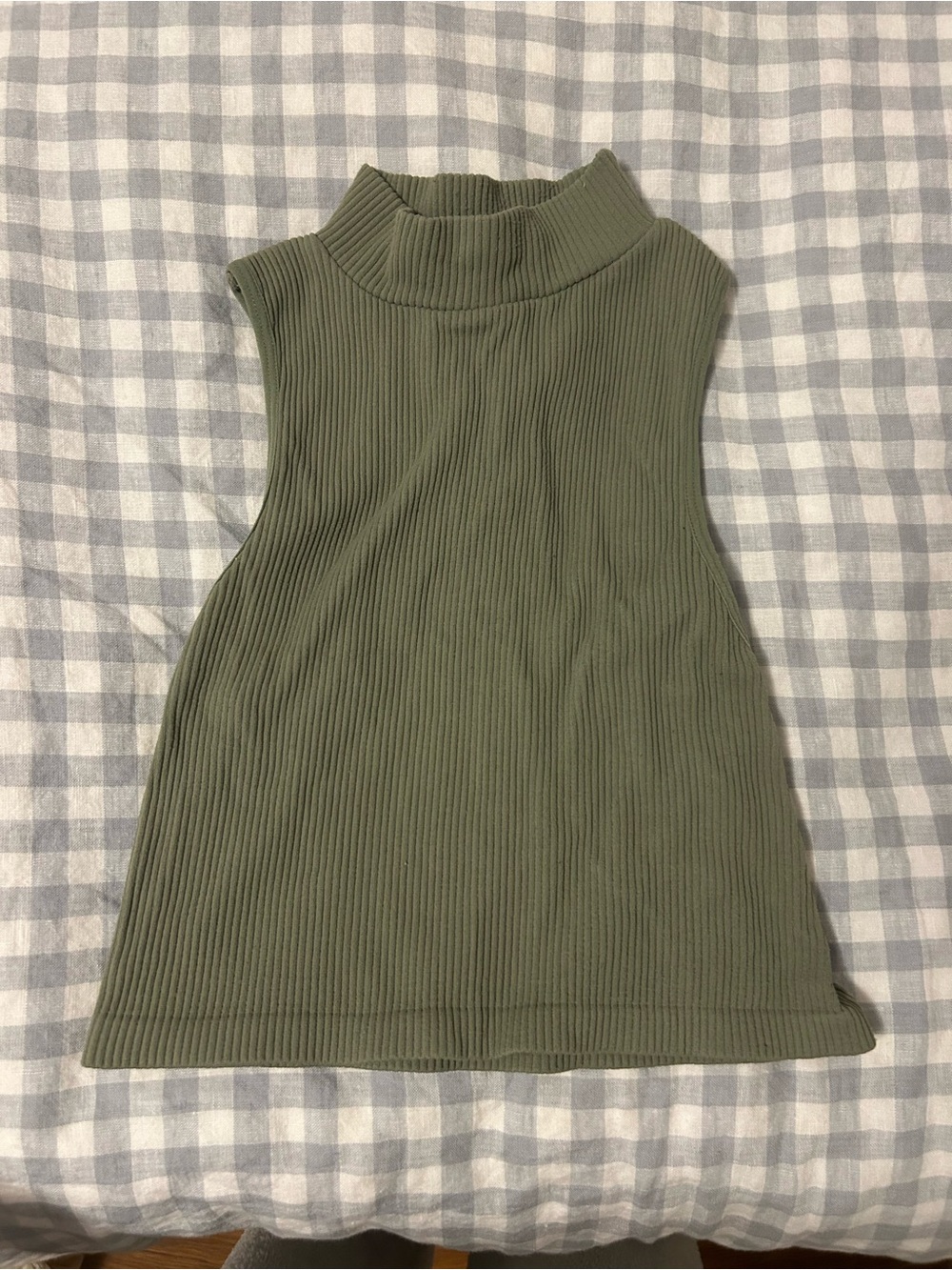 Zara green ribbed mock neck top Size XS